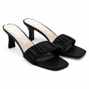 Leader Womens Faux Leather Square Toe Heels